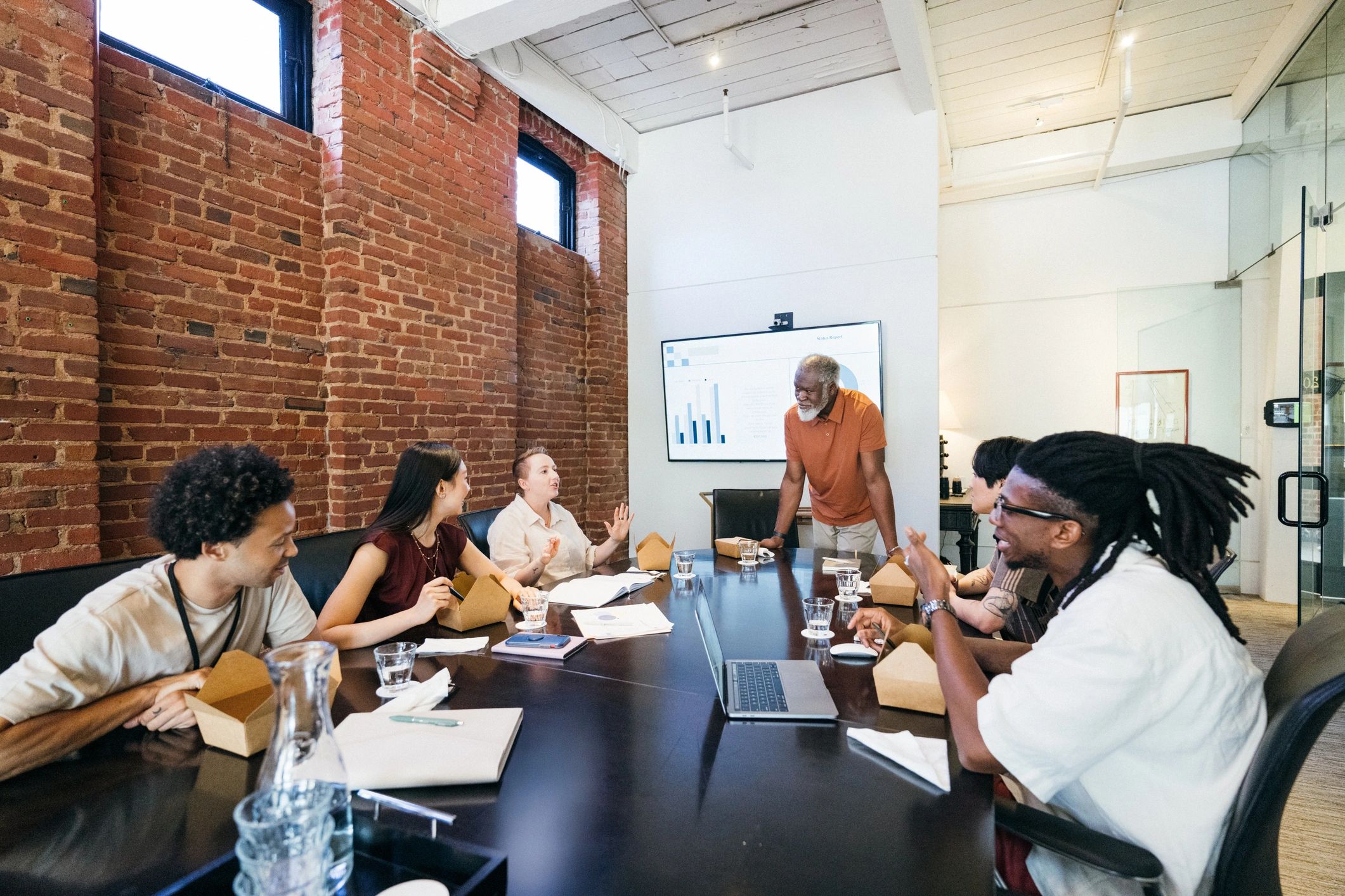Executive team meeting in a boardroom