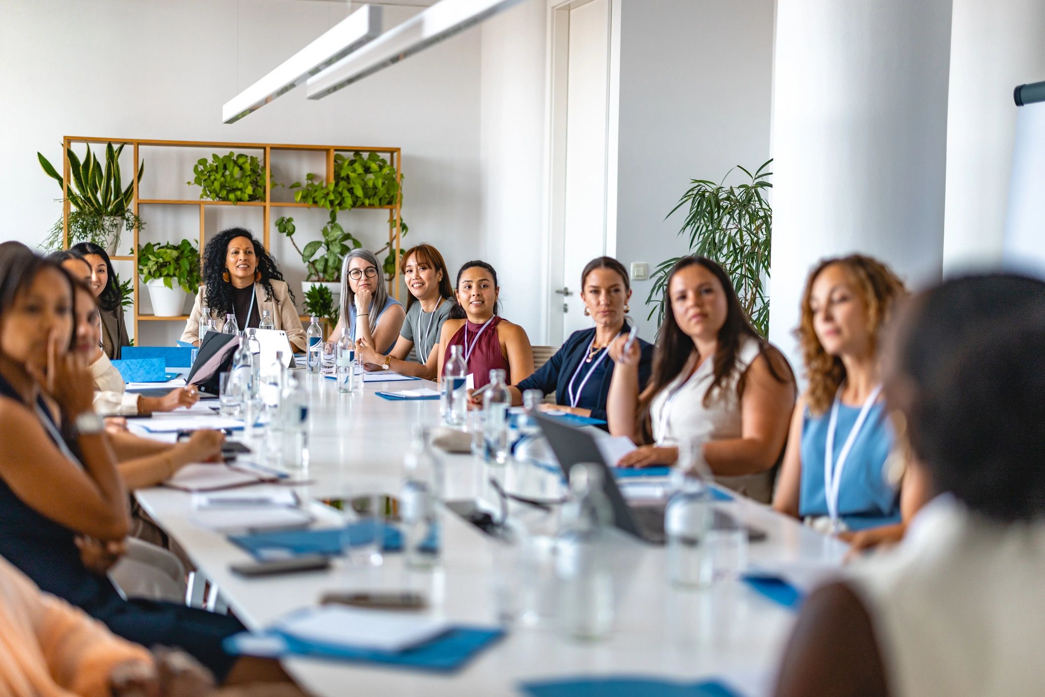 Senior women leaders in a modern business meeting