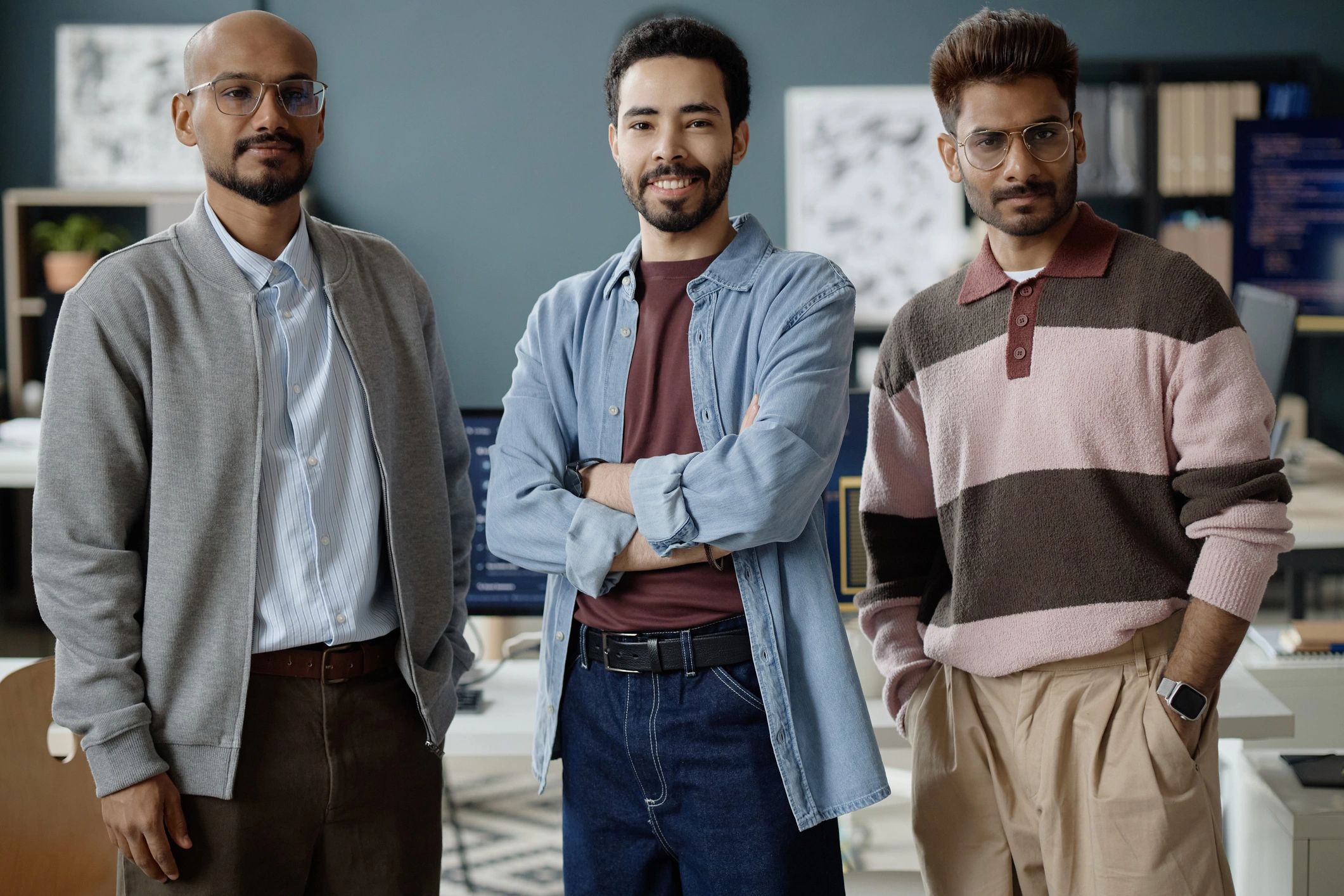 Enterprise advisors standing together in a technology office